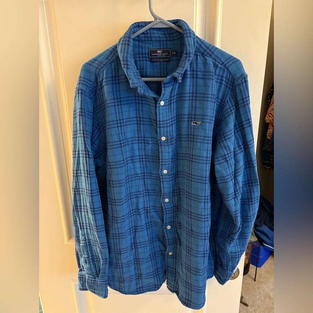 Vineyard Vines Men's Blue Long Sleeve Plaid Shirt